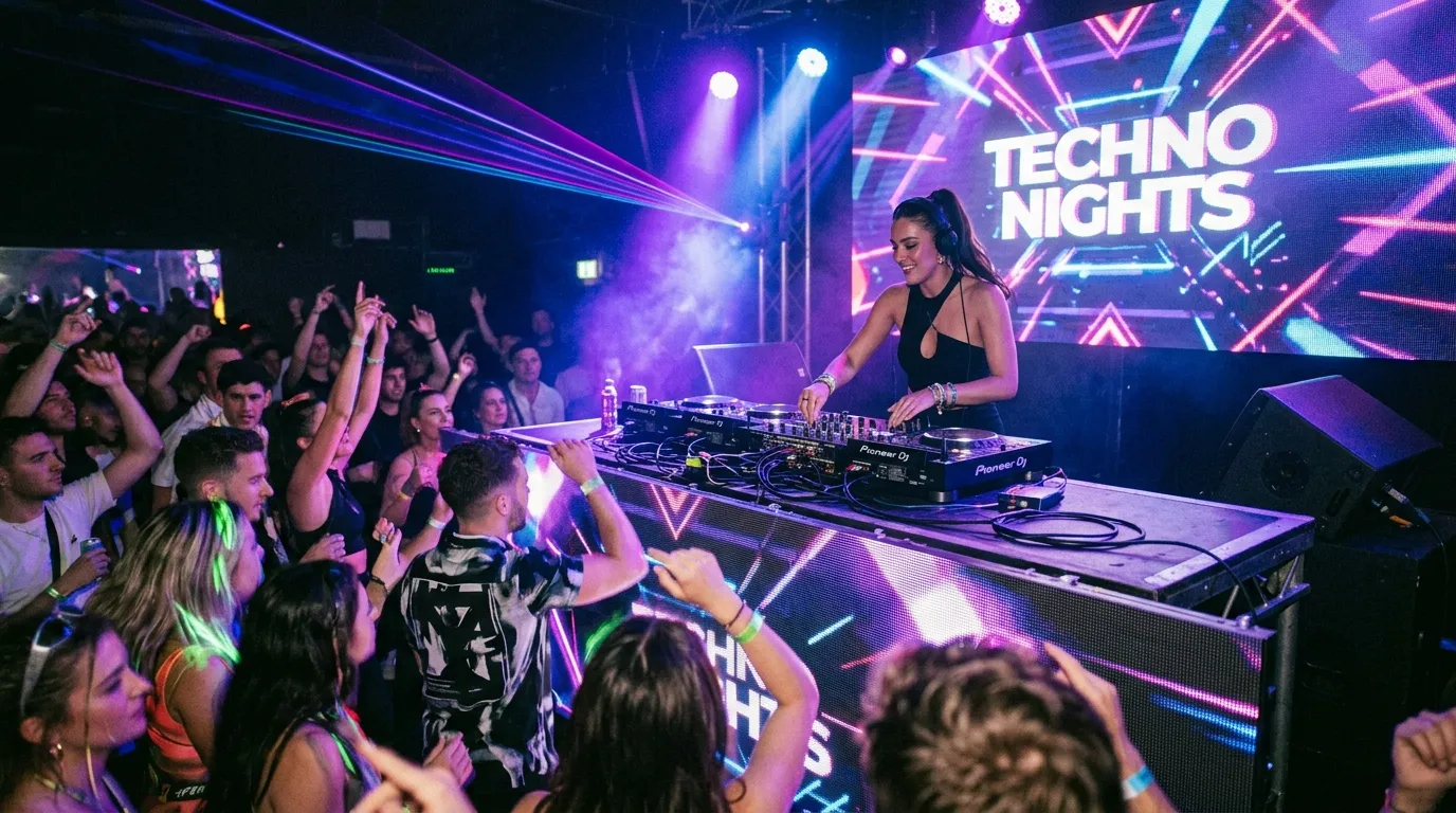 DJ előadás dinamikus fényekkel